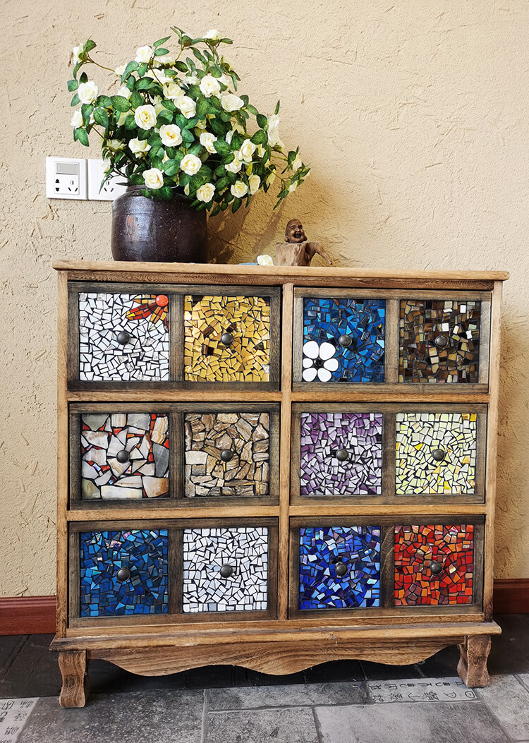 diy蒂凡尼云母片马赛克透明透光彩色碎玻璃碎片不规则自由石手工蓝粉