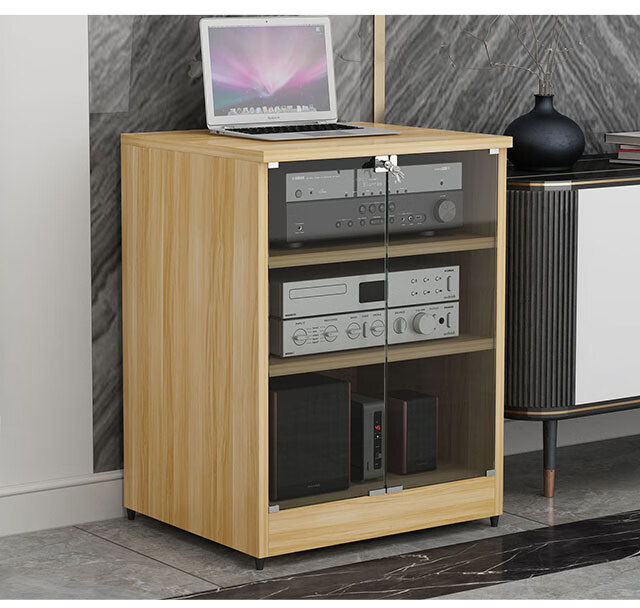 功放架音响柜ktv设备柜功放机柜家庭影院音响设备柜带锁机柜 三层白色