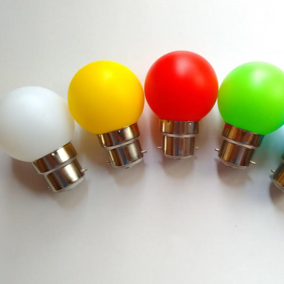 led小彩色灯泡七彩暖色家用红 黄蓝 紫光黄光小夜灯螺口节日彩灯 圆头