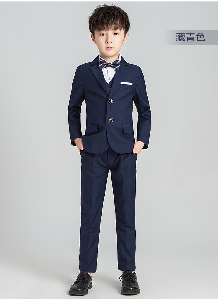 男孩西装中童套装9-12岁儿童小新款男童纯色西服花童走秀礼服主持钢琴