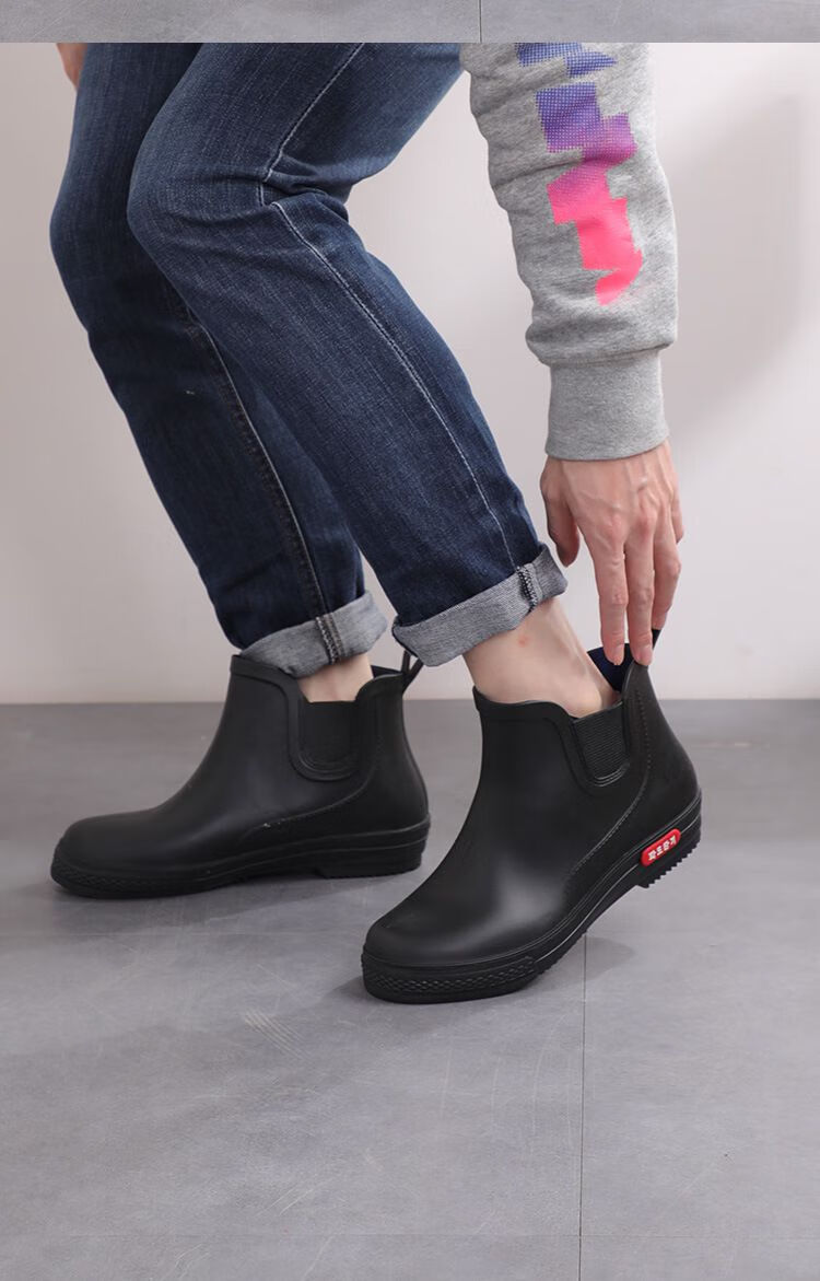 jeep吉普雨鞋男冬季短筒加绒保暖雨靴防滑耐磨防水鞋劳保胶鞋时尚休闲