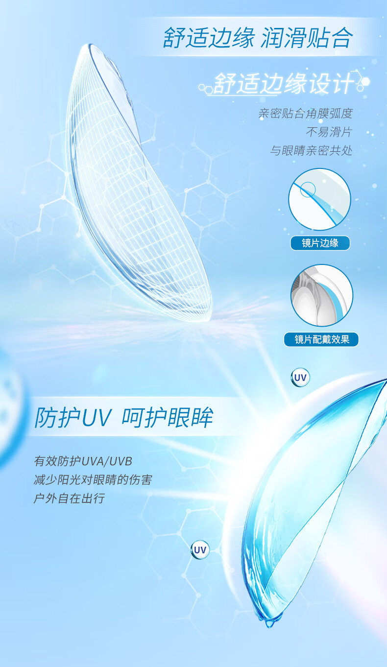 强生安视优恒润氧近视隐形眼镜日抛30片硅水凝胶高透氧有高度数隐形