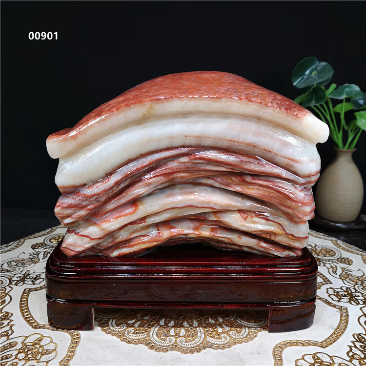 天然原石观赏石红烧肉腊肉五花肉玉石收藏装饰摆件 1680-1【图片 价格