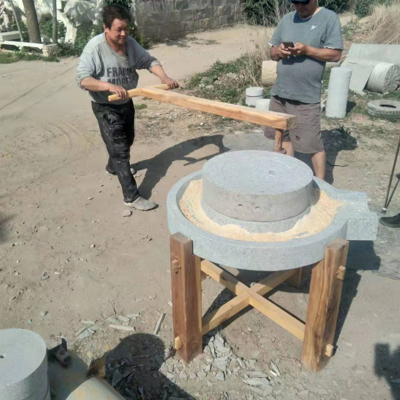 石磨老式手推石磨老式家用磨面压粮食磨盘儿童体验公园幼儿园天然装饰