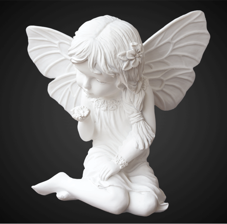 北欧ins人物头像迷你人像树脂雕塑创意摆设 可爱小天使【高21cm】