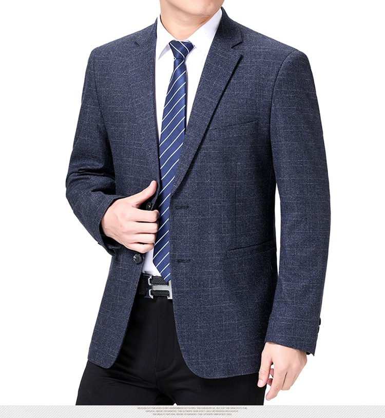 虎都男装2022新款秋冬季中年男士商务休闲西装单排两粒扣爸爸装西服男
