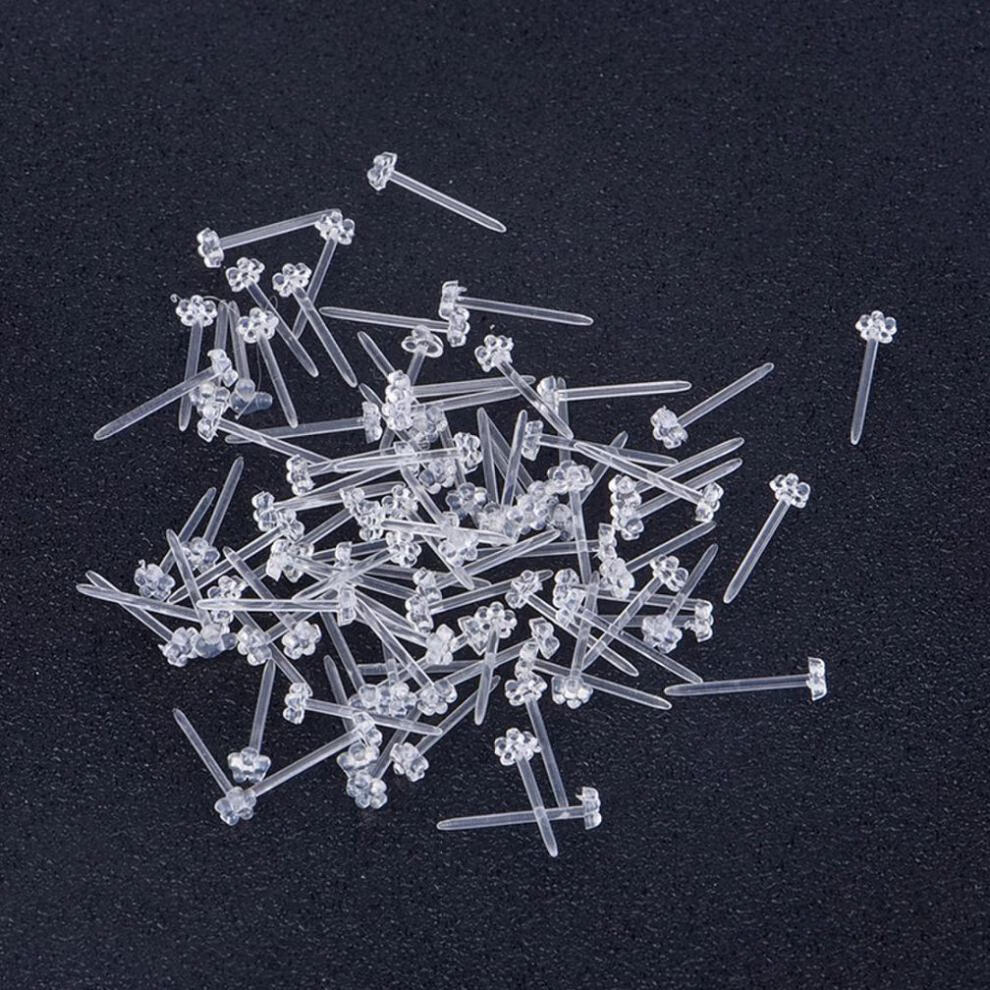 耳棒防过敏耳棍透明耳堵头养耳洞隐形耳针无菌棒女塑料耳钉 90根爱心