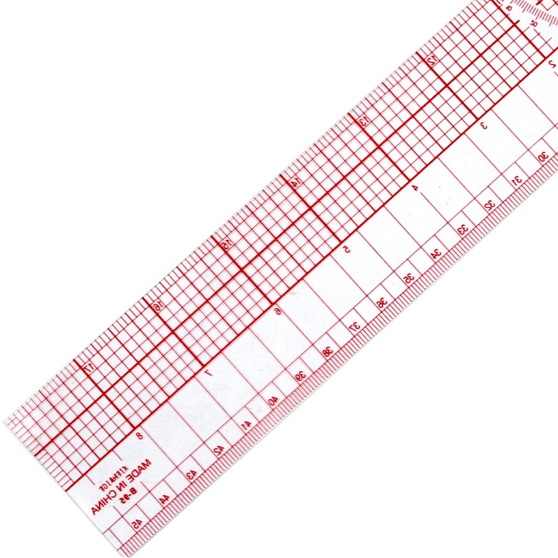 内置刻度式服装放码尺45cm公英制对照打板尺裁缝尺11