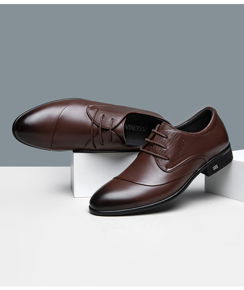 富贵鸟皮鞋男商务正装鞋透气结婚新郎鞋子英伦百搭德比鞋黑色40