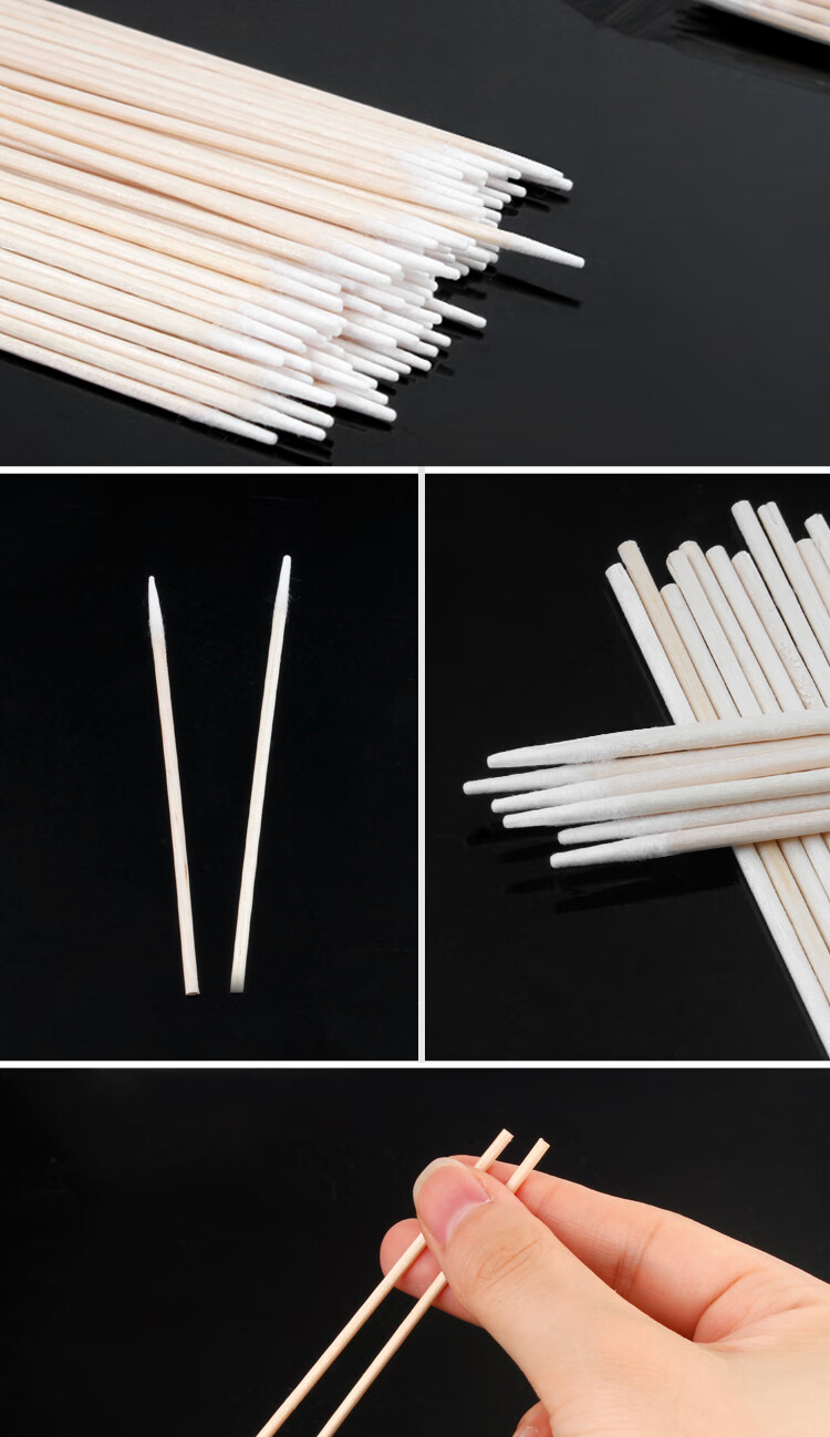 红爱棉签棉棒尖头一次性双头木螺旋超细小化妆家用专用掏耳朵400支胶