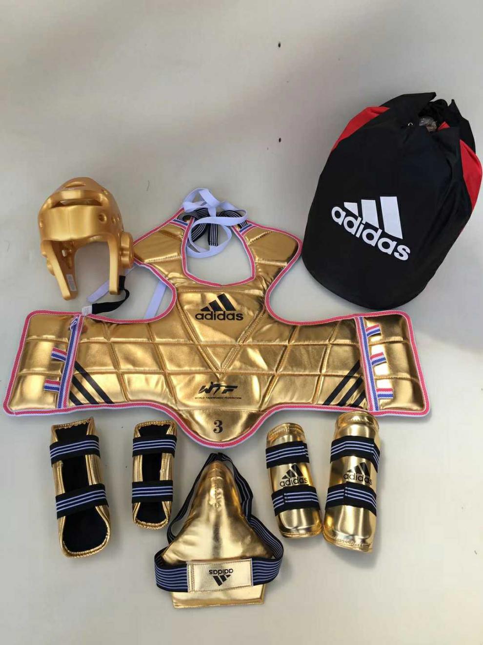 高端黄金护具竞派同款跆拳道护具全套儿童金色跆拳道护具黄金甲精品道