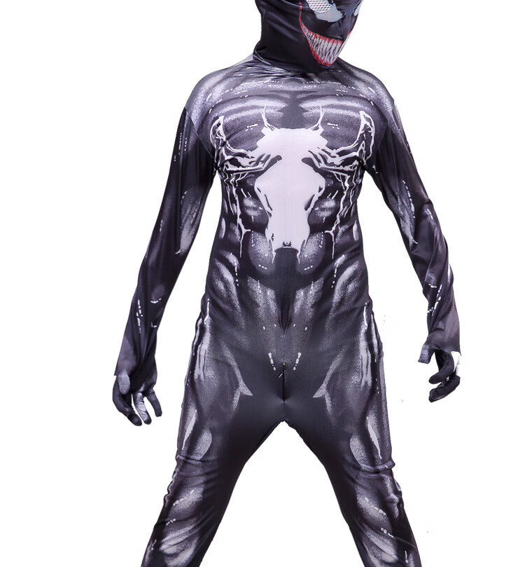 衣连体套装万圣节儿童服装cosplay演出服装死侍紧身衣服 毒液紧身衣 s