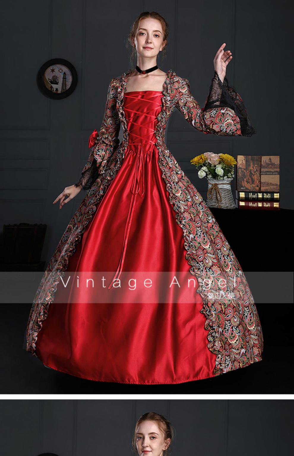 秉藜 欧洲中世纪宫廷礼服圣诞节法式酒红色复古艺考主持舞蹈表演服装