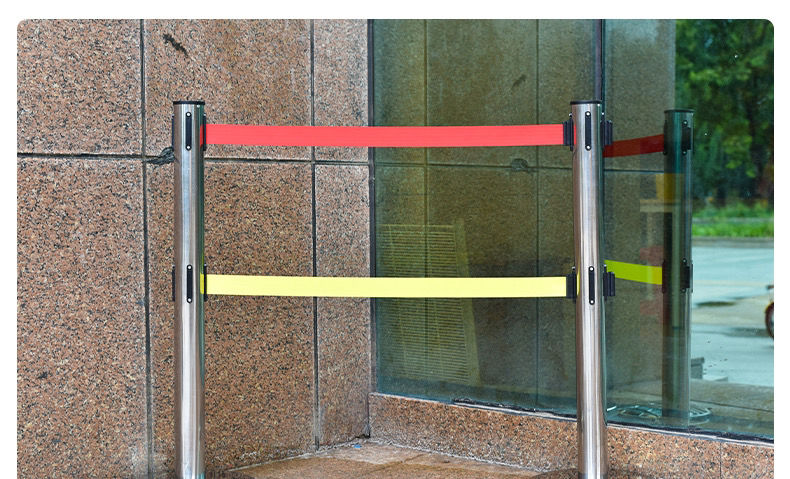 伸缩警杆警示带式不锈钢围栏3米5米双层隔离带警戒线排队柱安全护栏杆