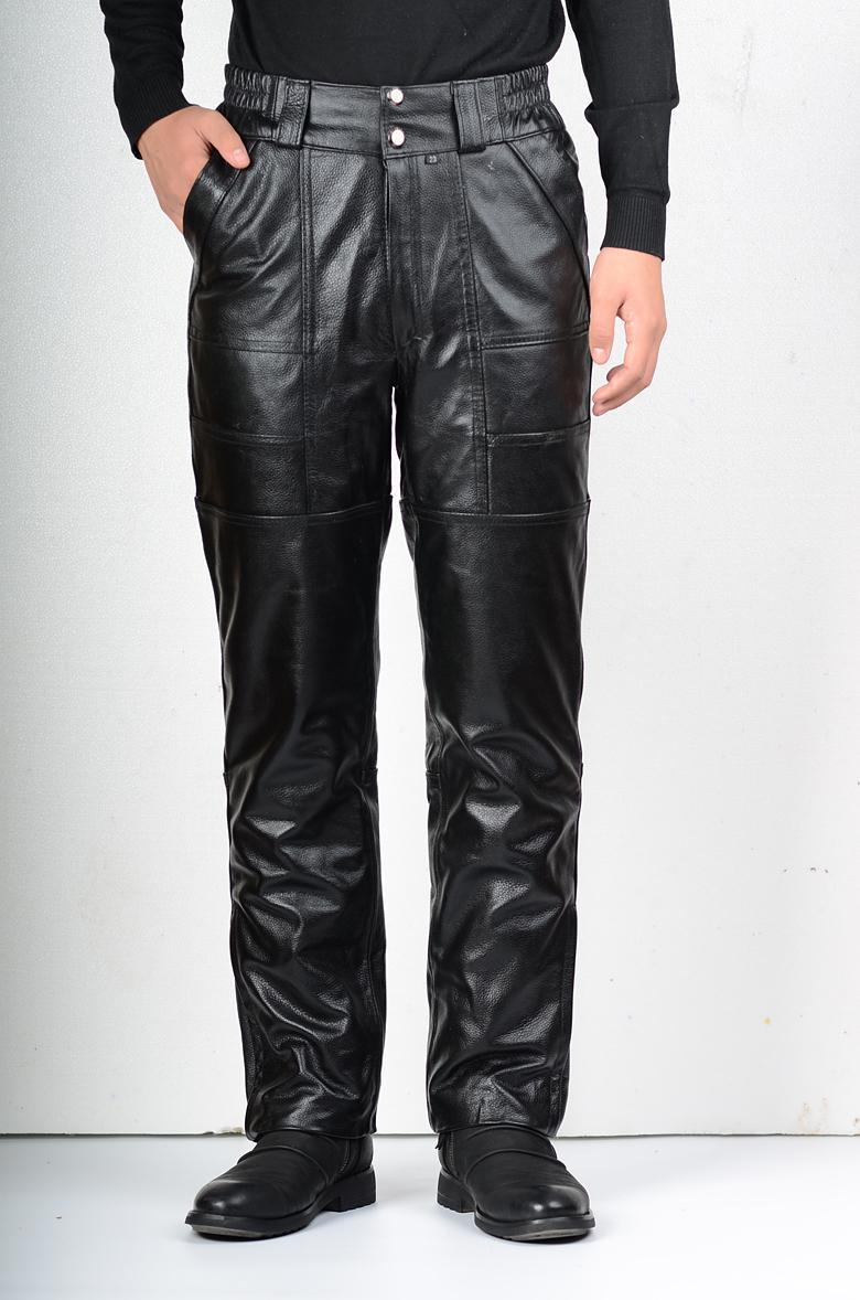 恒源祥新品皮裤男真皮牛皮羊皮保暖机车皮裤摩托车裤子男士户外高腰