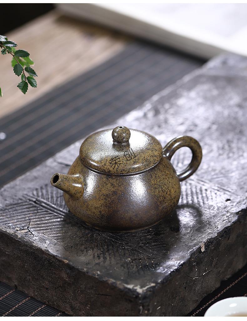 致巧【精选好货】旗舰官方店柴烧窑变茶壶粗陶落灰釉手工壶仿古汉瓦壶