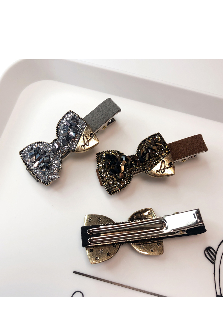 haoba水钻发夹韩国ins后脑勺夹子头饰少女边夹蝴蝶结顶夹刘海发卡深