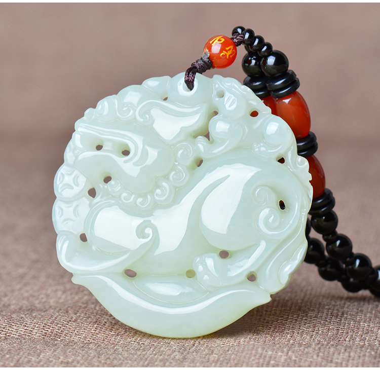 墨韵新疆和田玉碧玉貔貅吊坠男白玉项链女款玉牌玉石挂件皮丘玉坠男士