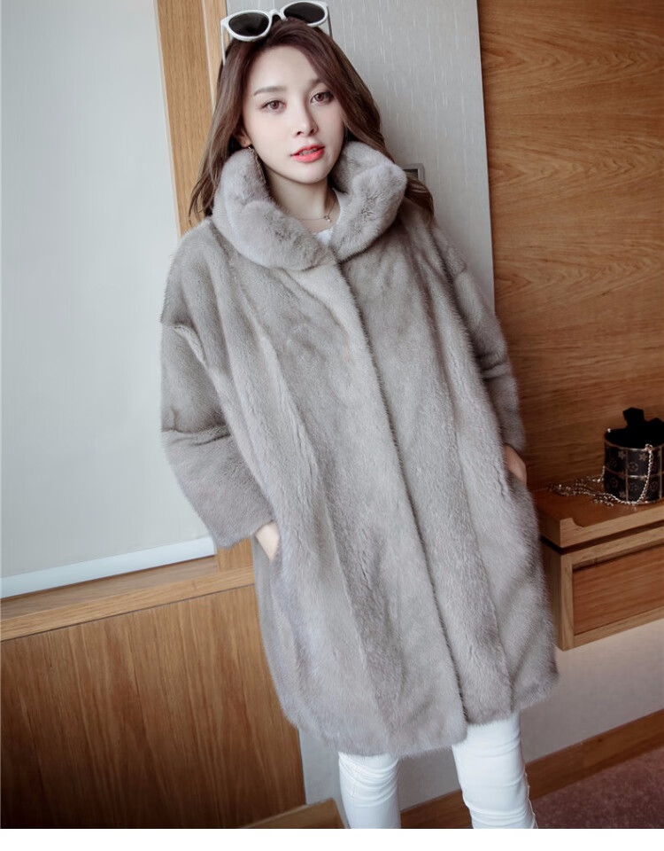 伊奴卡2021冬季新款貂皮大衣女进口整貂年轻时尚中长款水貂皮草外套