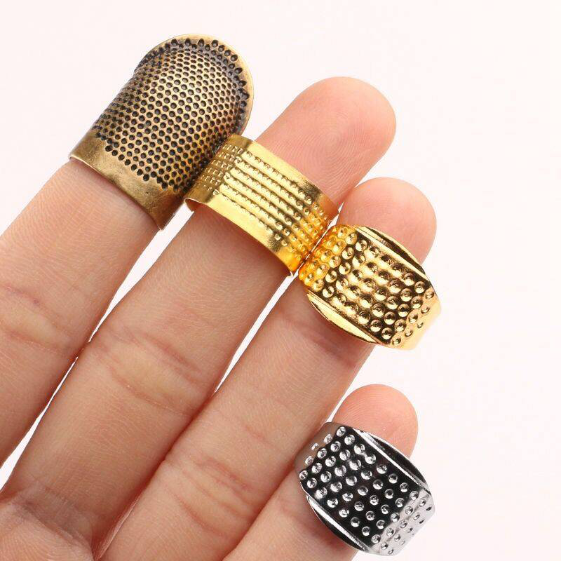 pgy戒指铜色顶针加厚指环指套手工工具器抵戒可调节缝衣服家用小指