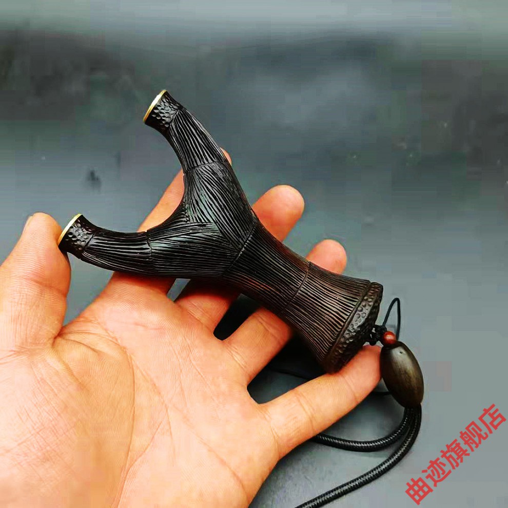 轻奢高端实木竹节弹弓木头木制原木扁皮弓反曲精准飞虎叉手工弹户外