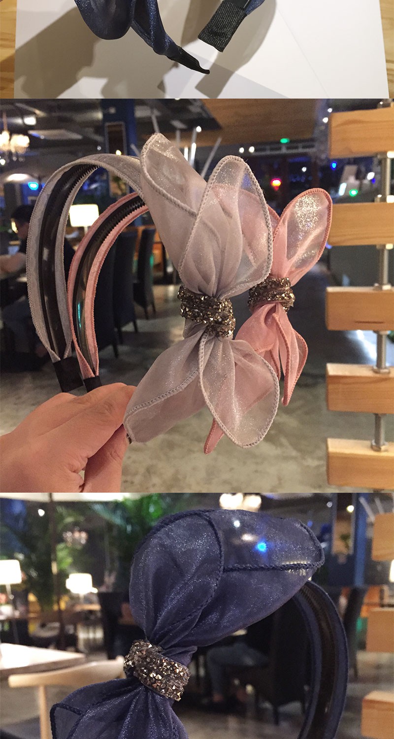 youe shone 韩国蕾丝蝴蝶结发箍水钻兔耳朵发卡头箍甜美百搭宽边防滑