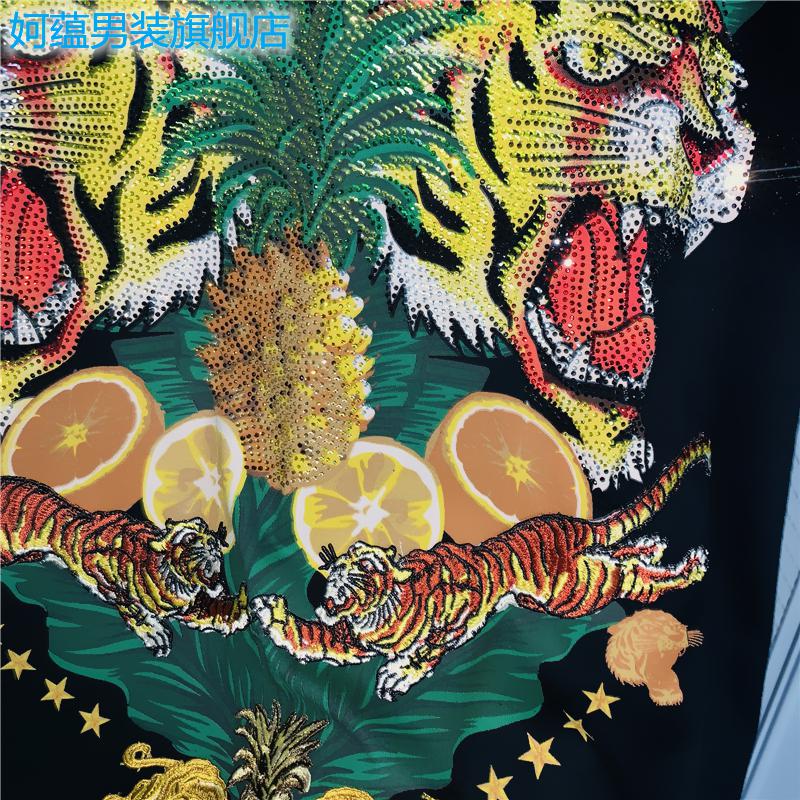 hardy埃德哈迪新款ed潮牌2022潮牌虎头ed烫钻刺绣菠萝橘子双老虎t恤