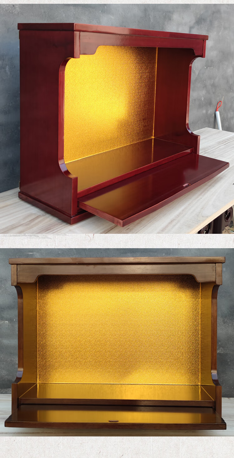 神龛佛龛供桌 三圣实木佛龛供台家用壁挂式神龛财神观音佛像柜经济型