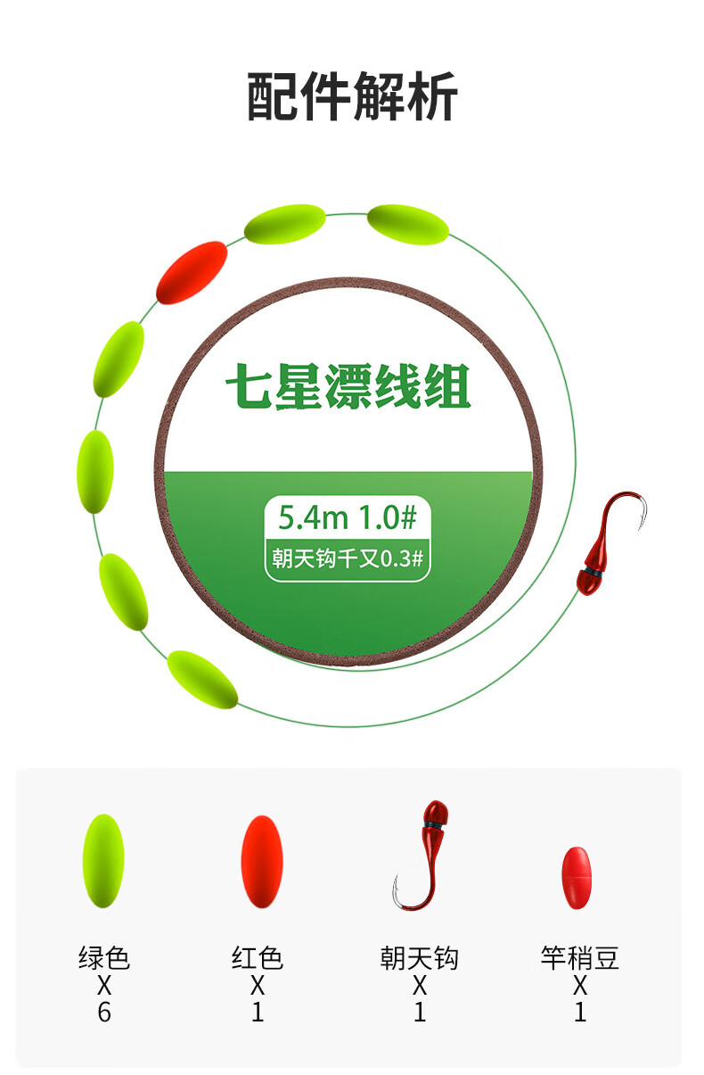 悦物耐典夜光七星漂线组套装全套朝天钩传统钓成品鲫鱼漂高灵敏度鱼线