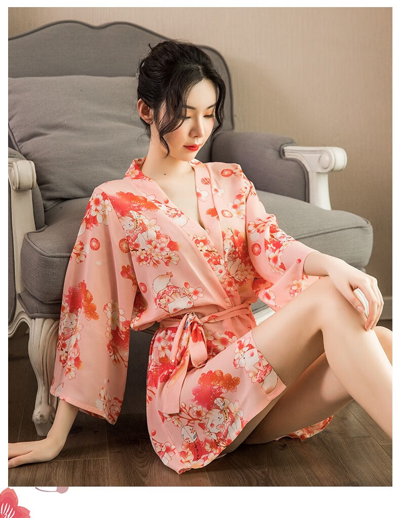 女式和服性感露胸雪纺吊带开档制服角色扮演诱惑套装成人性用品