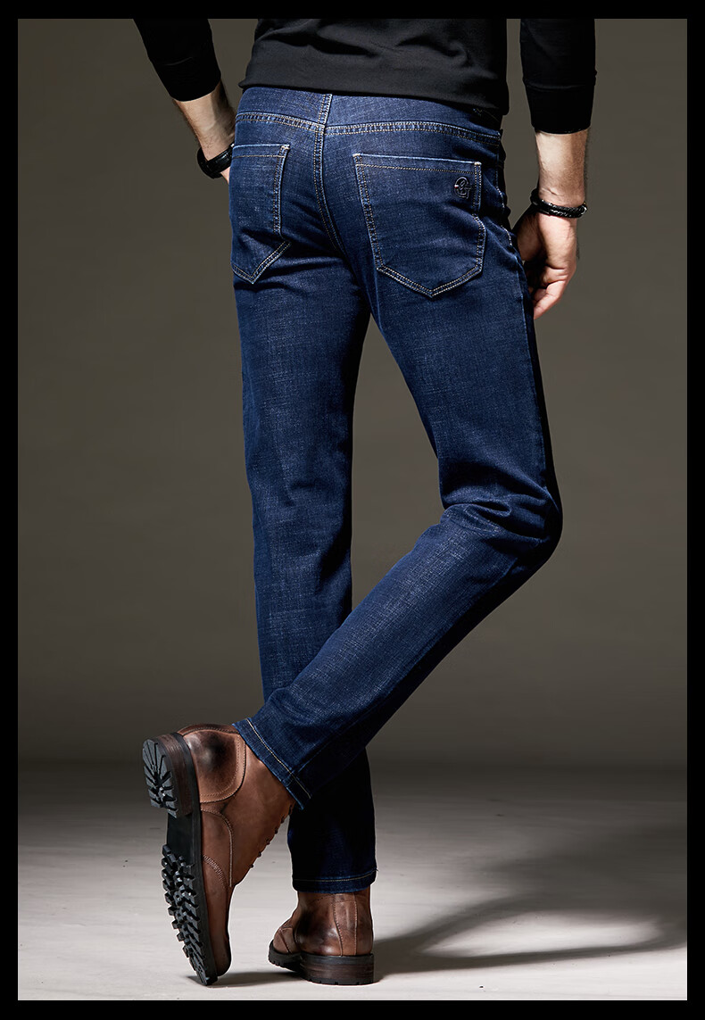 罗威凯狮 牛仔裤男修身弹力2020秋季新款潮流男士黑色显瘦休闲小脚春