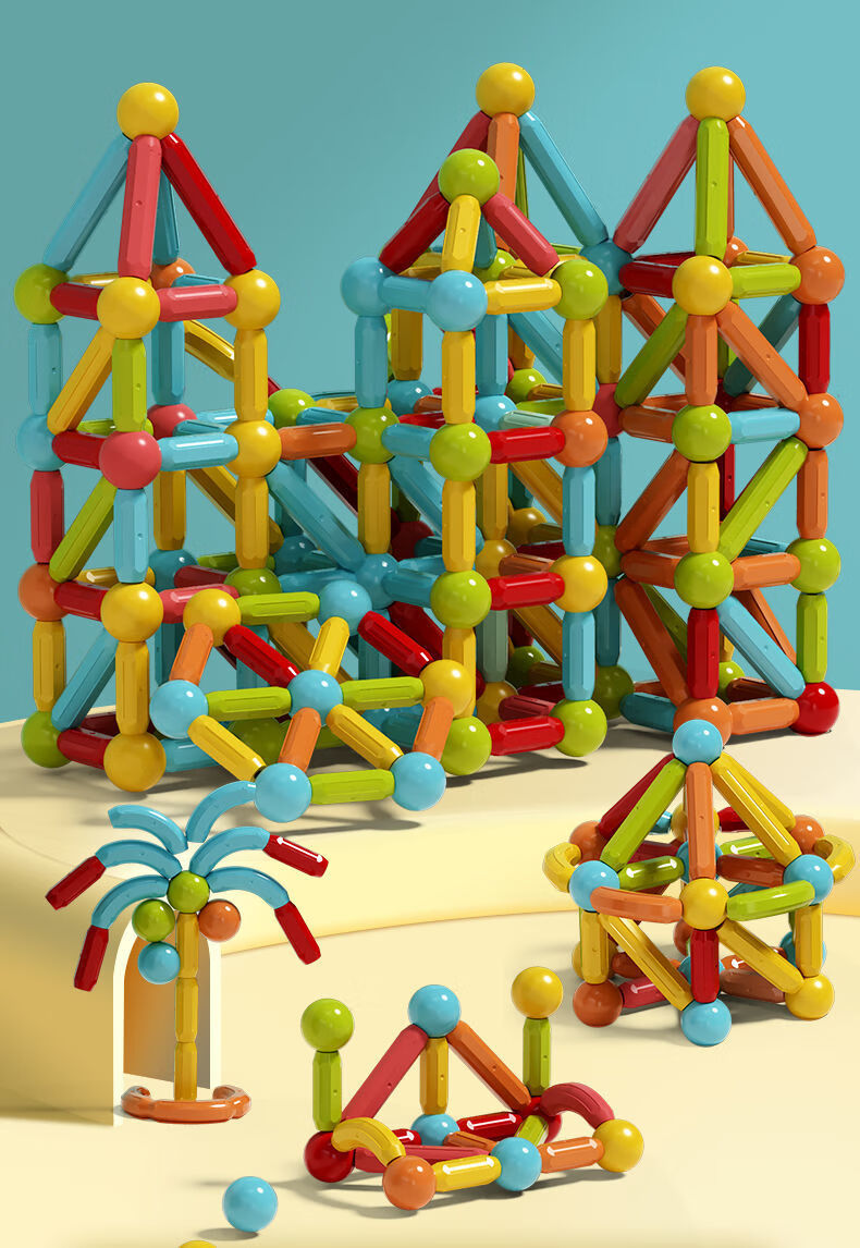 百变磁力棒大颗粒3儿童拼装积木男女孩磁吸磁铁5宝宝早教玩具超大3d强