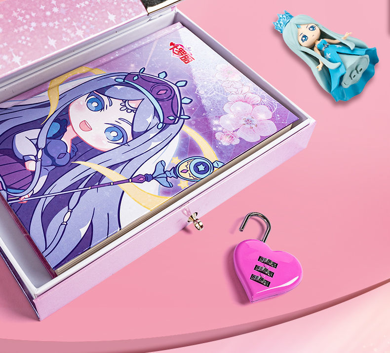 叶罗丽密码锁笔记本学生用手账本少女心卡通文艺精致密码锁日记本儿童