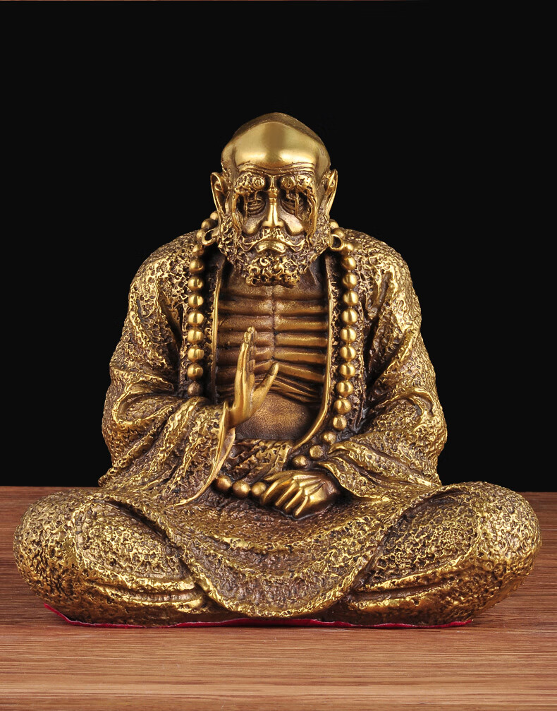 莲善堂黄铜达摩摆件沉思禅意达摩佛像祖师佛道和尚家用寺庙佛堂供奉