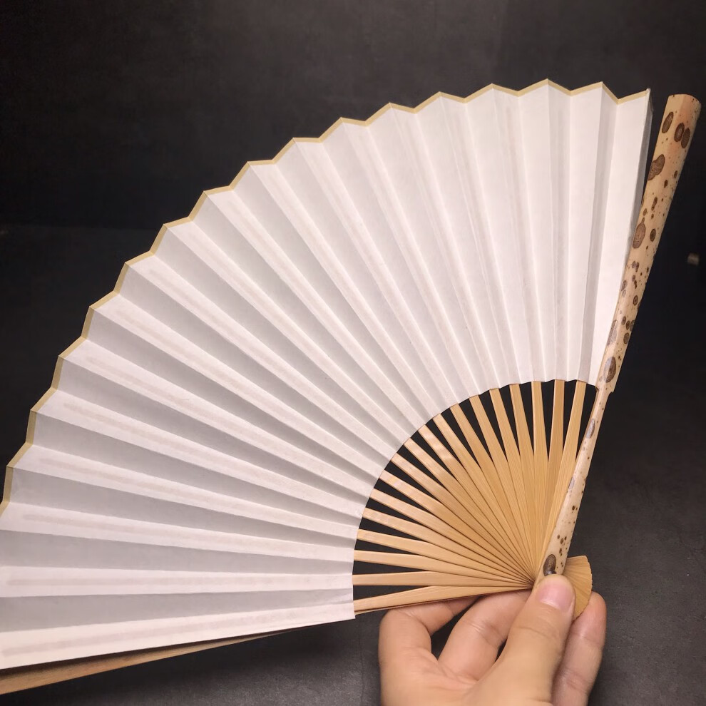 圣手天华梅鹿竹折扇现货一把一物一图女士折扇文玩竹子折扇秋扇