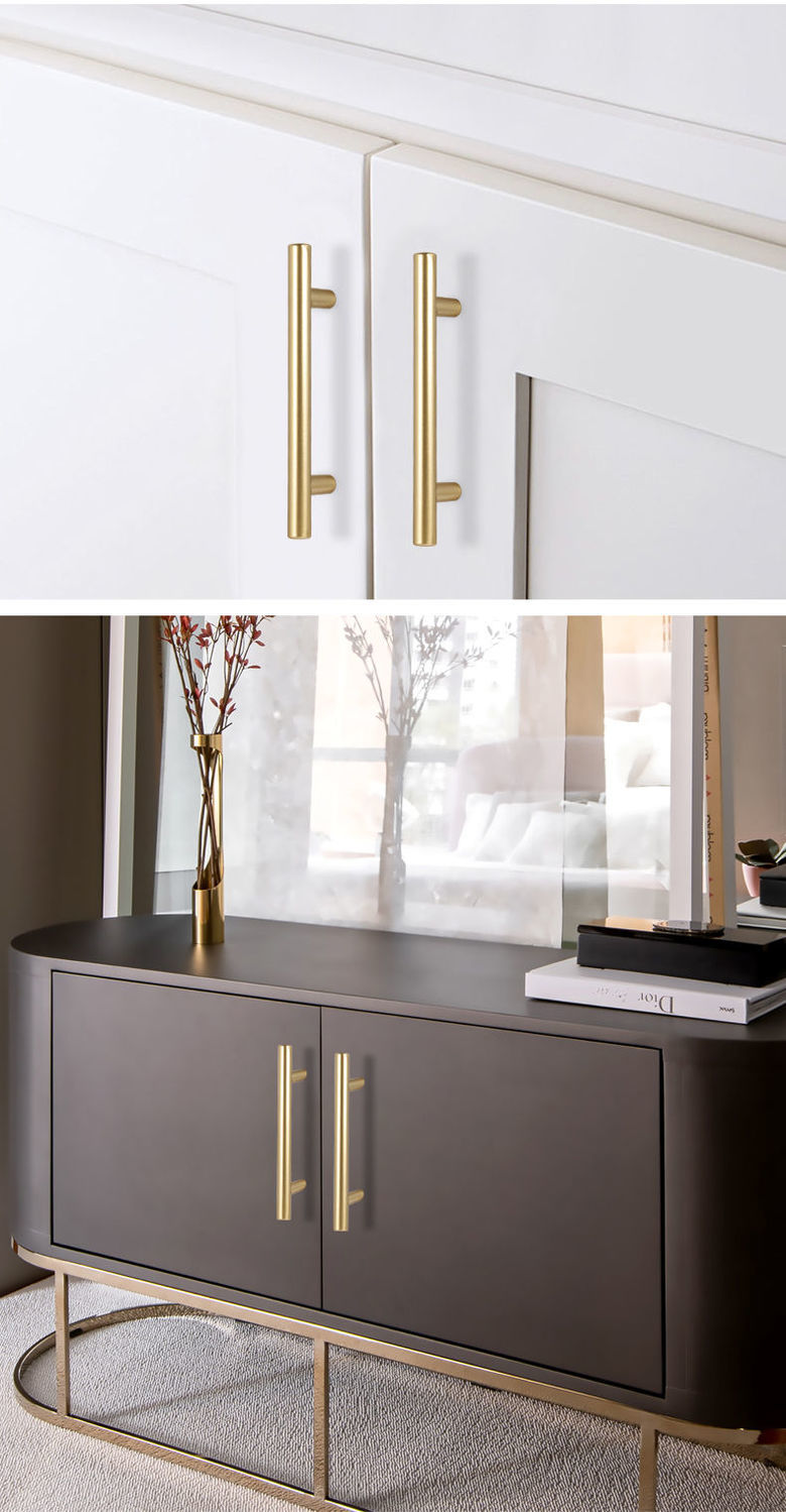 轻奢金色珍珠金柜门拉手橱柜衣柜鞋柜餐边柜门把手铝合金实心加厚 汐