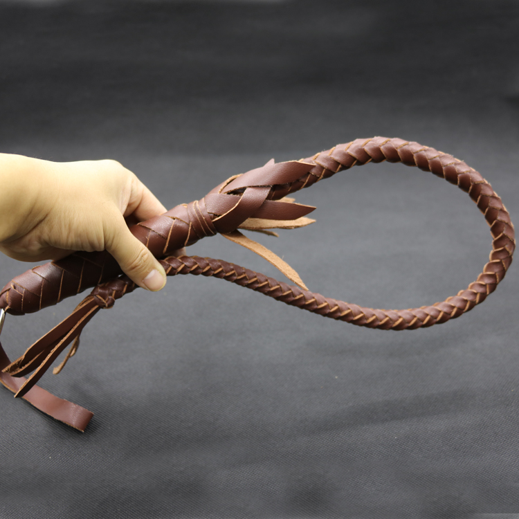 牛皮鞭子响鞭马鞭甩鞭骑马舞蹈防身鞭武术鞭影视道具80厘米红色纯牛皮