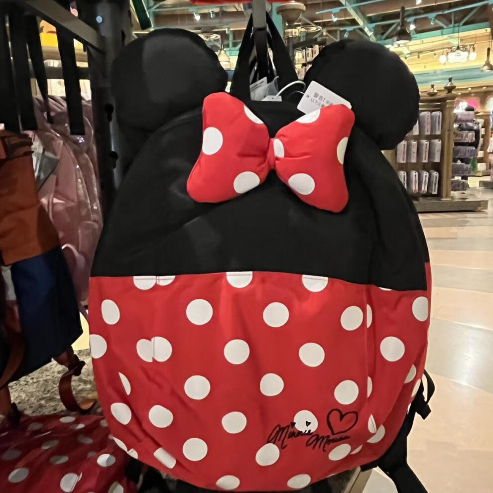 迪士尼旅行包上海迪士尼米妮双肩背包旅行背包大容量包包女学生文具