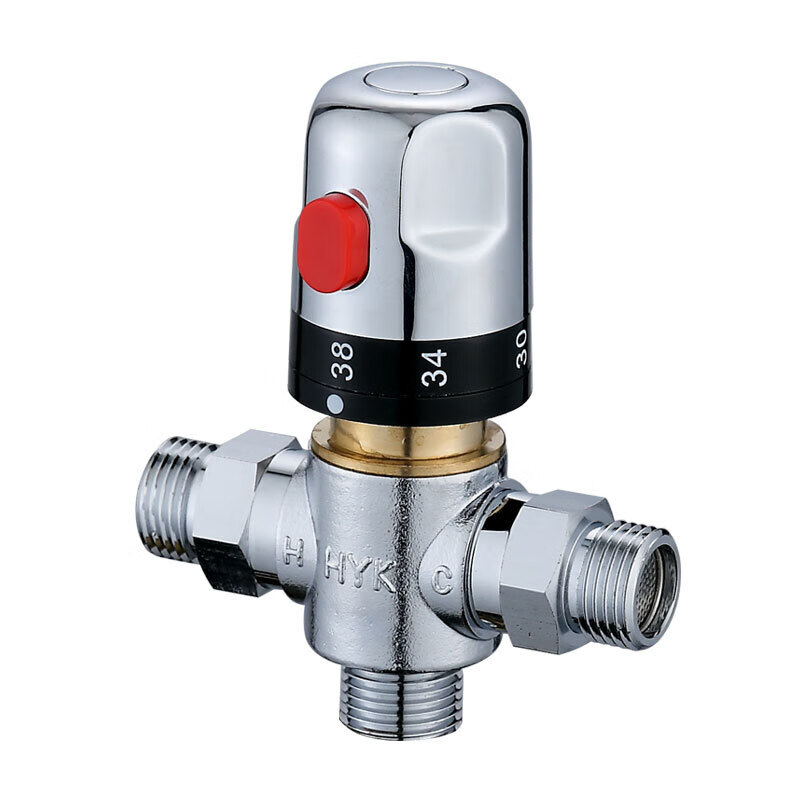 智能太阳能热水器恒温阀混水阀冷热水明装淋浴自动水温调节器 铜恒温