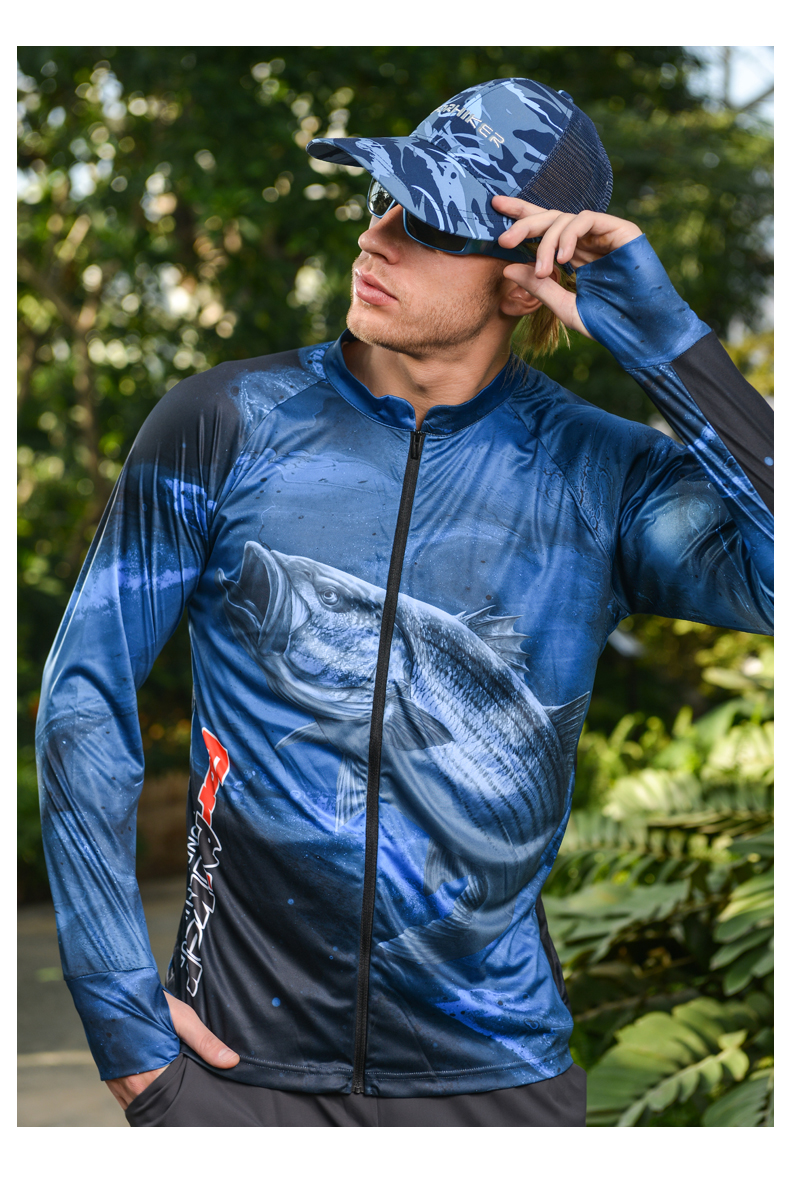 防晒服男款夏季垂钓服套装透气路亚矶钓海钓服装连帽款灰色战鲨钓鱼服