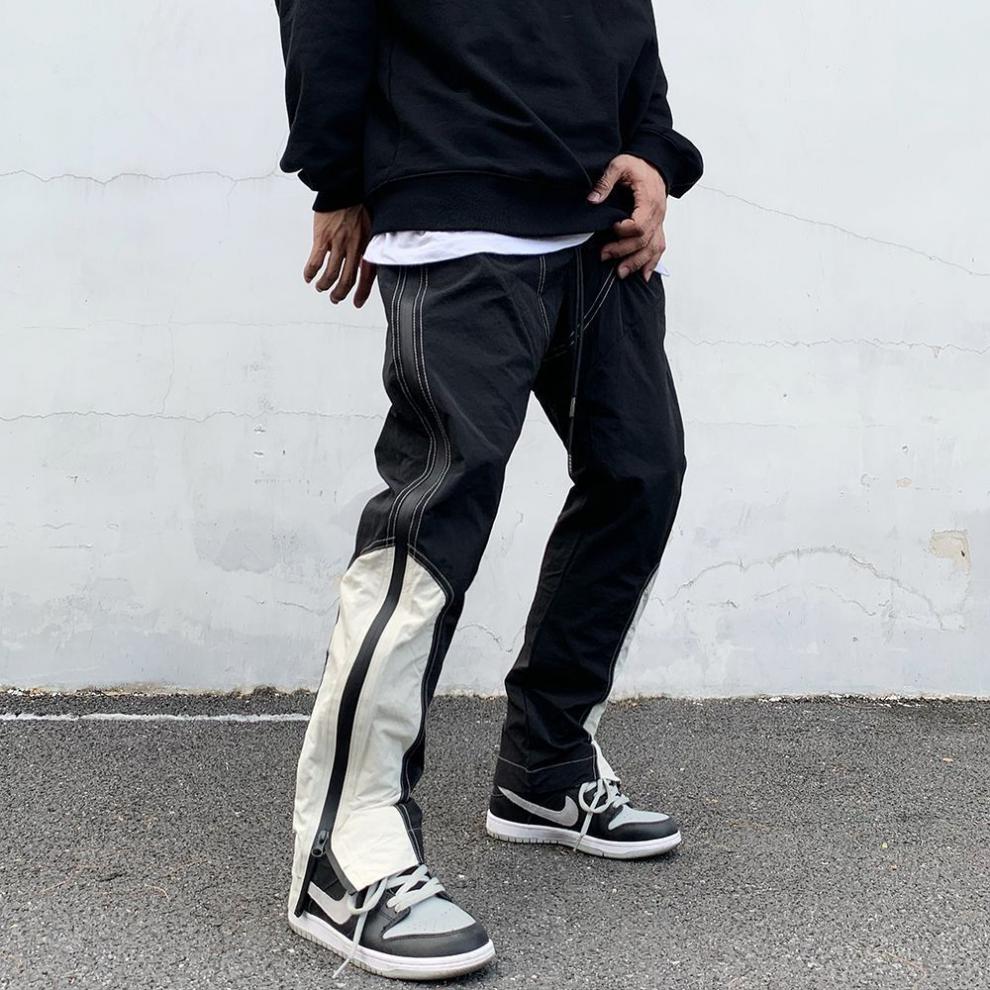 shanluo欧美街头高街嘻哈gali同款侧边机能工装拼接拉链休闲运动长裤