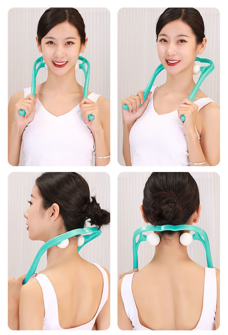 颈椎按摩器颈部脖子手动揉捏穴位办公室家用颈肩器械健康礼品 绿色