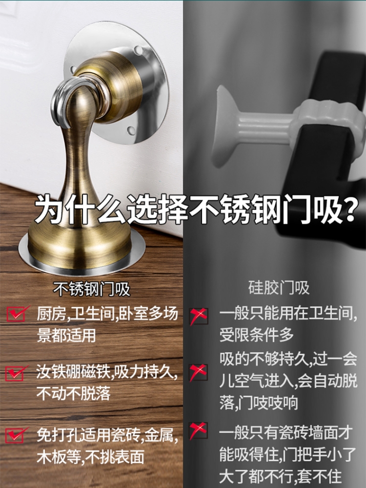 3m门吸双面胶阳台门防风固定器大门防风固定器强力门吸磁铁大强门吸