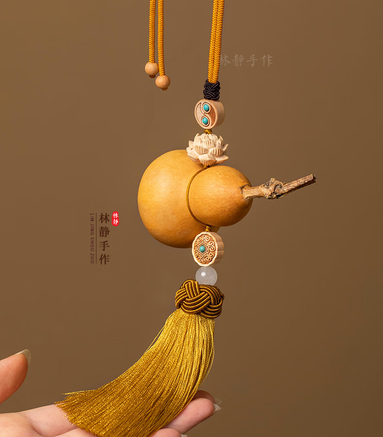 工马 天然葫芦挂件门对门门口大门对客厅卧室玄关金色流苏莲花财源