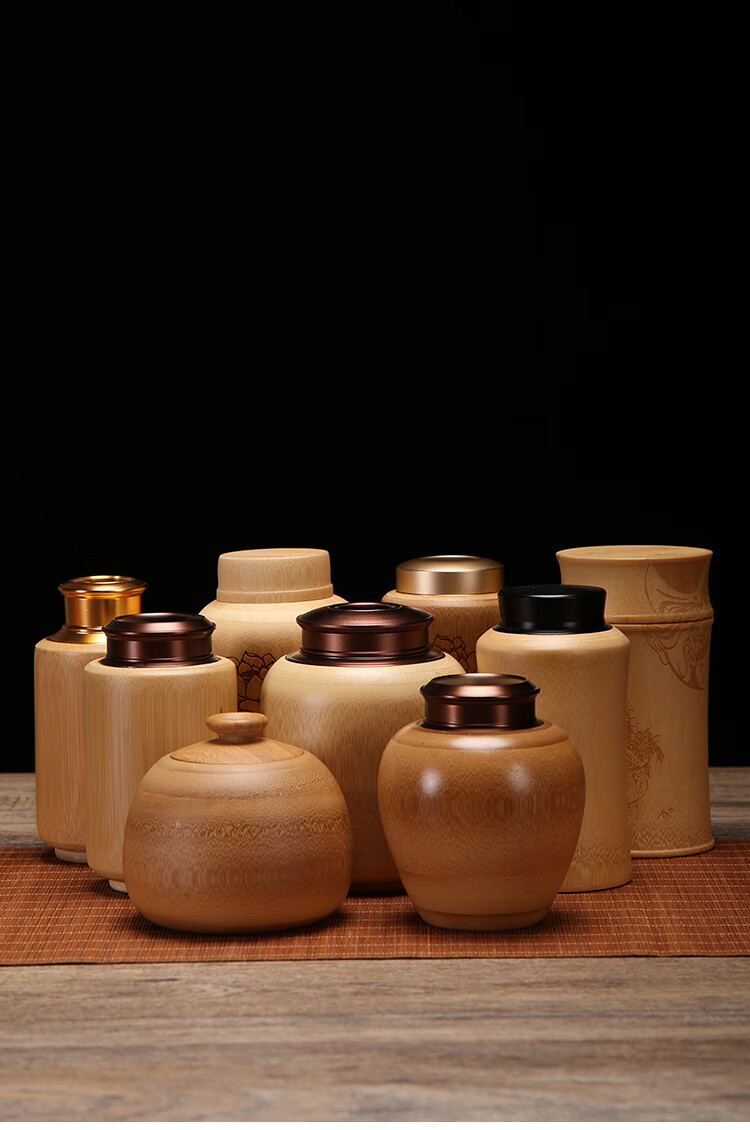 小罐茶茶具茶叶罐茶罐小号便携竹制茶具迷你储存罐家用精品防潮密封罐