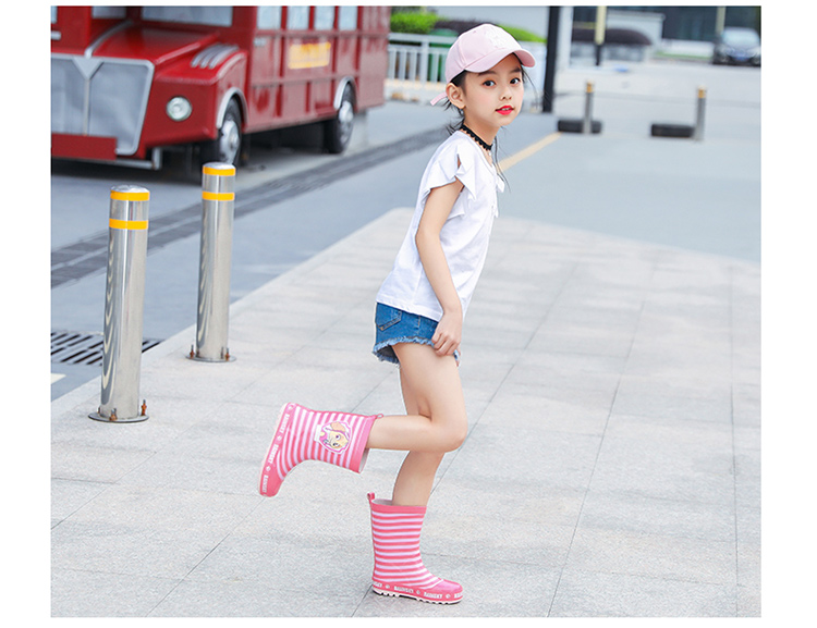 儿童幼儿园学生雨鞋女童宝宝防水防滑雨靴女孩公主可爱中大童水鞋 粉