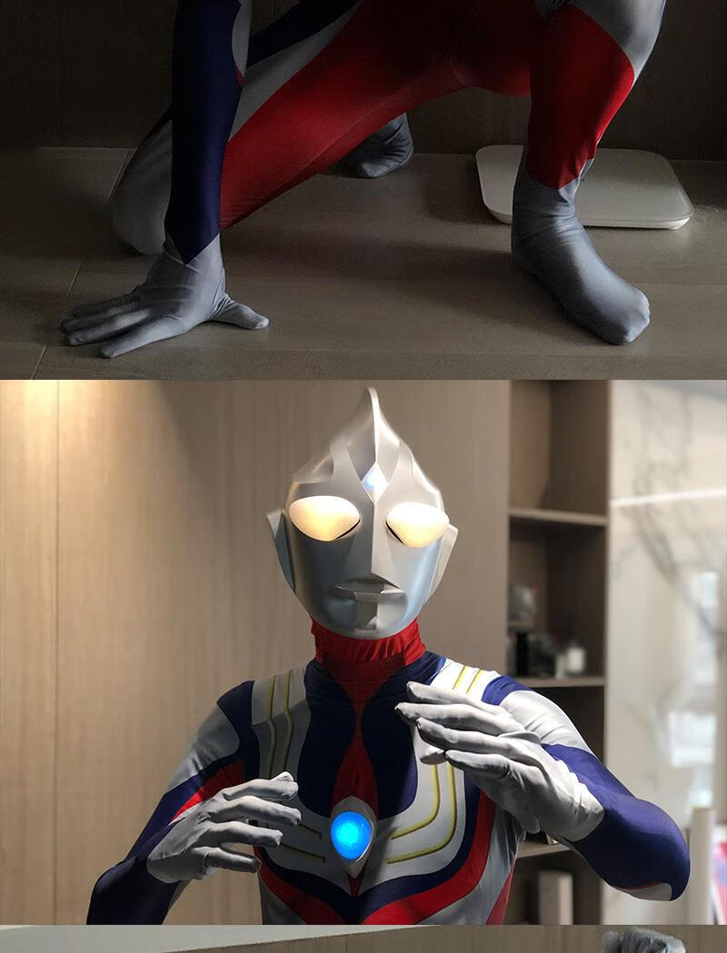 迪迦奥特曼皮套头套紧身衣服服装头盔cos男孩儿童真人 单独衣服 5d胸