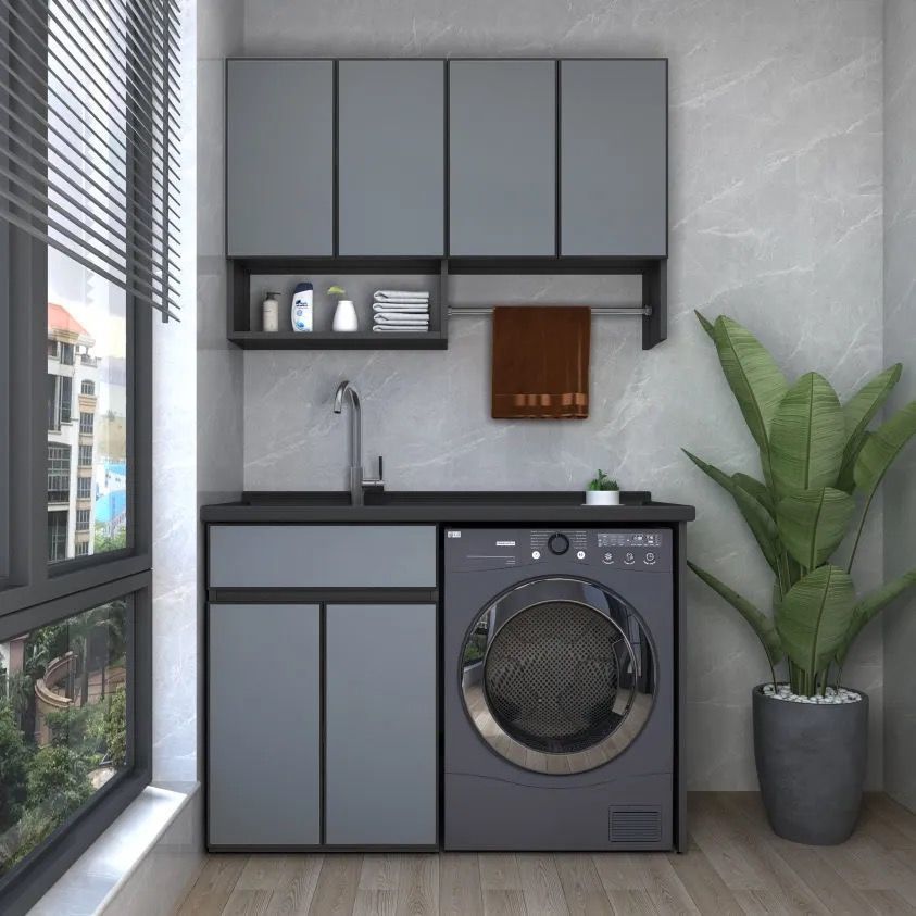 太空铝合金阳台吊柜挂墙式铝储物柜洗衣机壁柜厨房收纳柜定制加宽洗衣