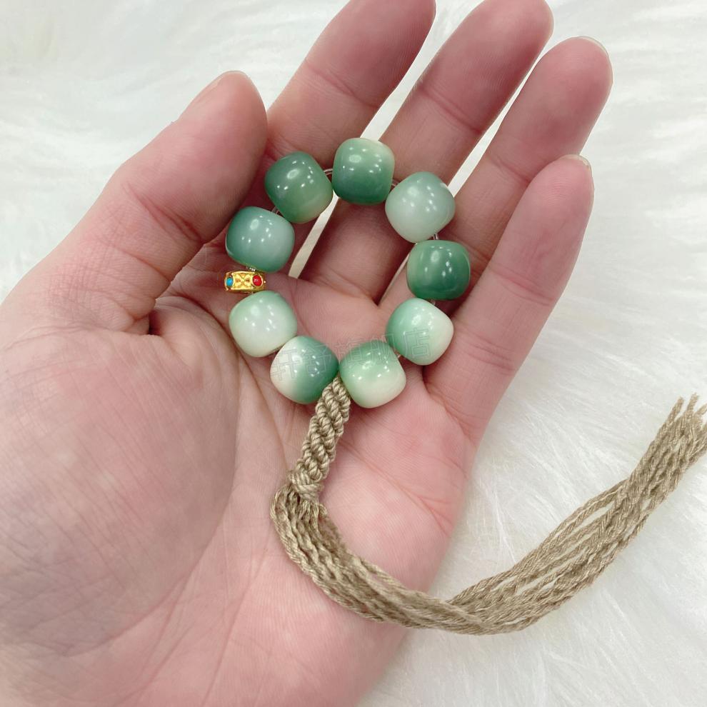 一念禅艺一念禅艺原创白菩提根手捻编绳手链文玩星月阴皮菩提子佛珠