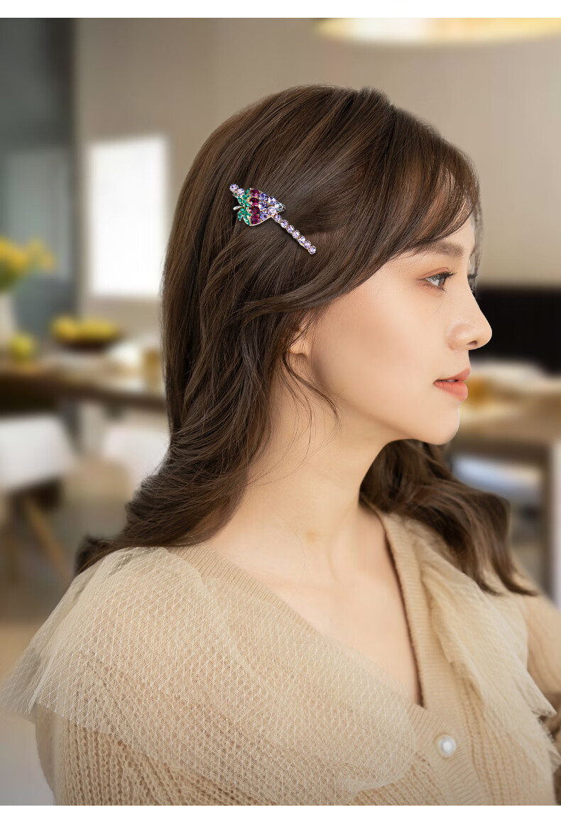 张太太侧边发夹头饰2022年新款弹簧夹发卡发饰顶夹带齿防滑发夹女主图